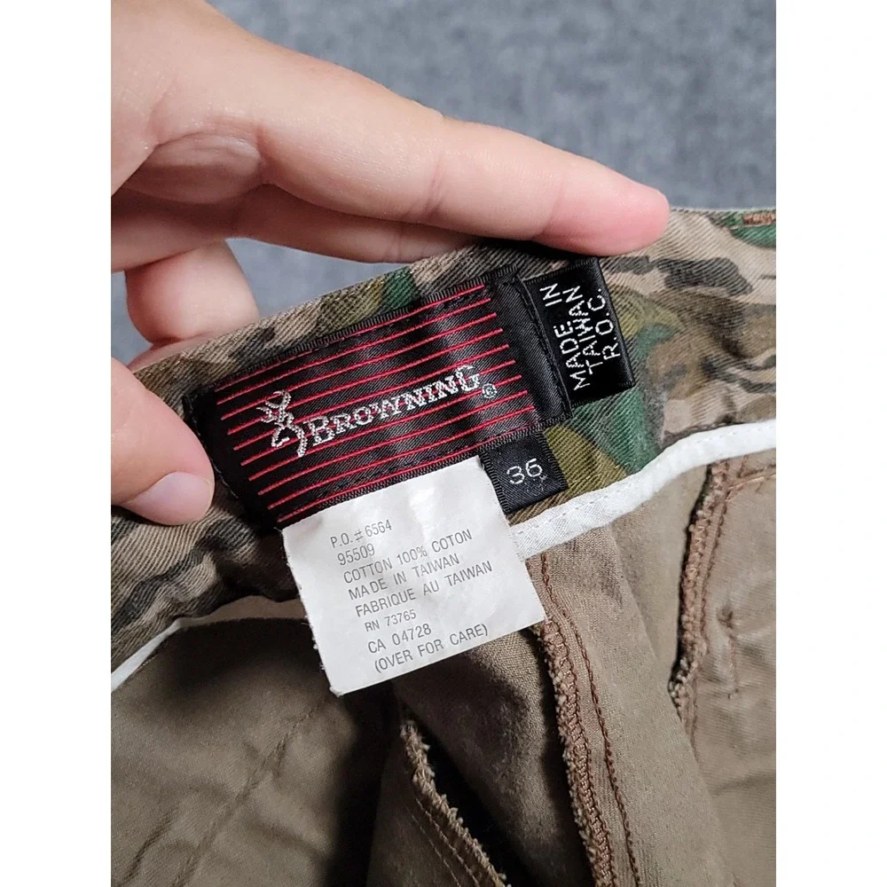 VTG Browning Mossy Oak Pants Greenleaf Camo Size 36 (Fits 34) USA Made Hunting